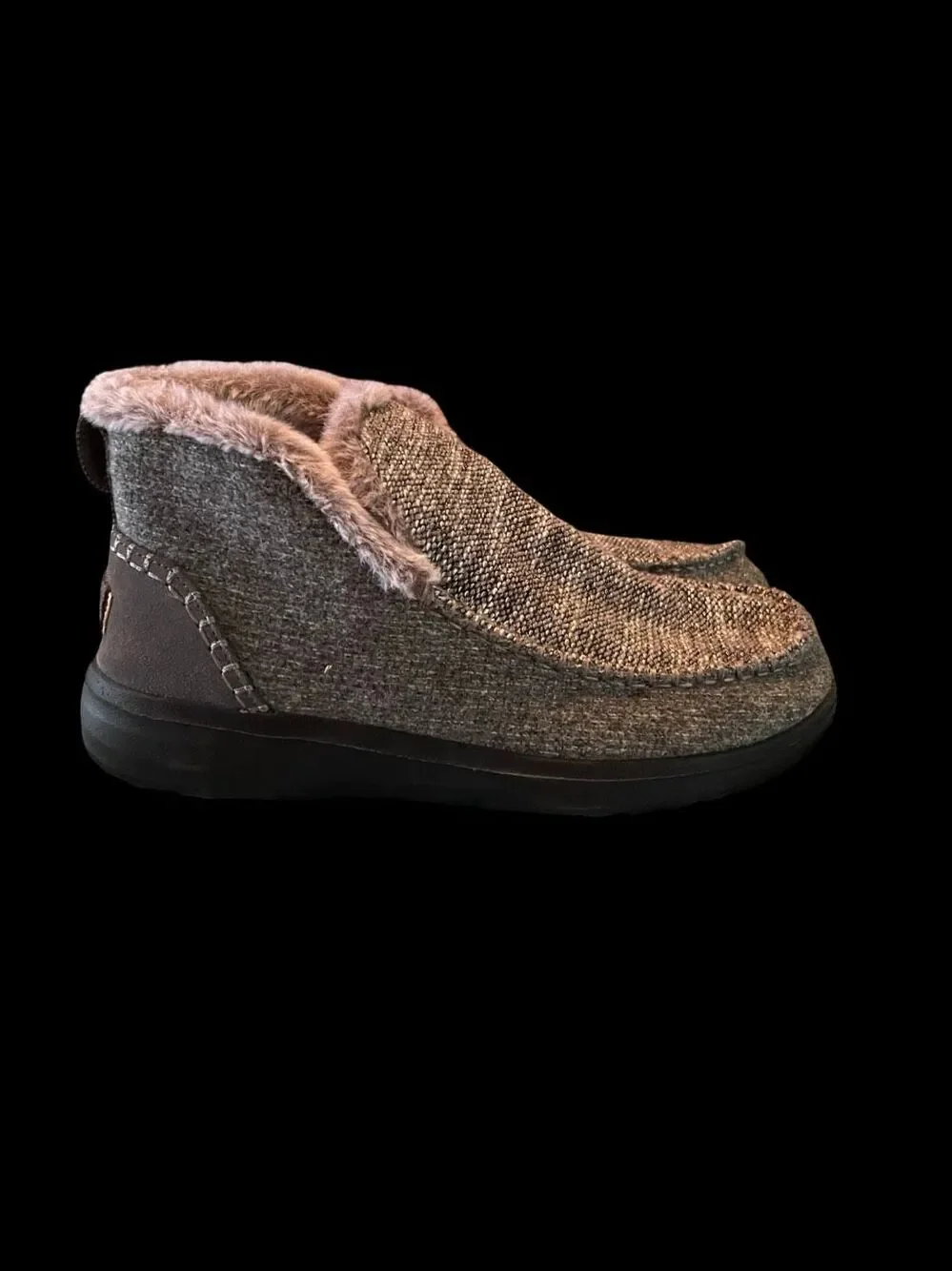 Hey Dude Women's Black Gray Knit Faux Fur Denny Sleet Ankle Boots Size 9